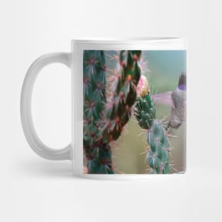 Male Black Chinned Hummingbird Among Cholla Cactus Mug